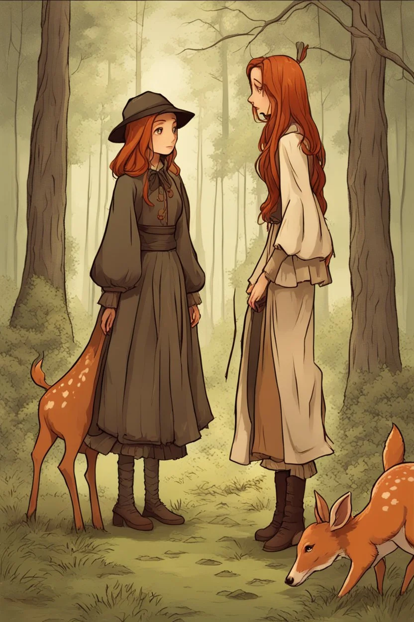 "my dear Alina, I need you to convince your mistress to help me: we need to go together in the forest, look for a deer and cast a very specific spell on it. I will tell you more in a minute, but first please tell the witch I need her help" "I'm afraid I can't do such a thing, because my master has forbidden me to harm anyone." "But surely you could try to persuade her?" "No, because she is too stubborn and I think she will only become angry with me. > turn to the witch and say: "Lady witch, I