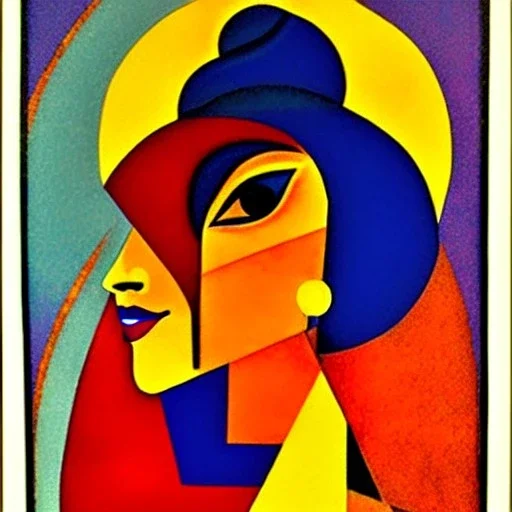 Indian goddess of dawn in cubist style