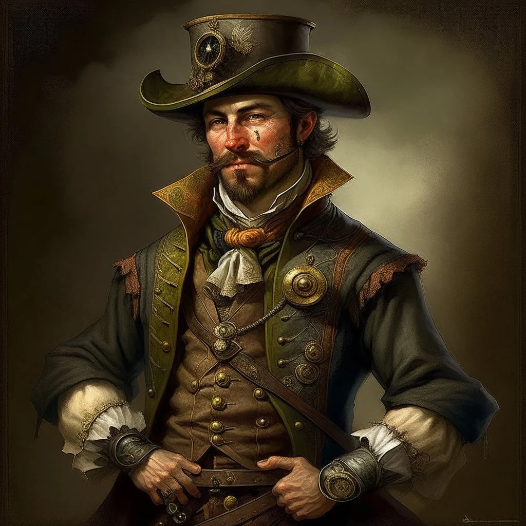 17th century steampunk man with nice clothes digital art