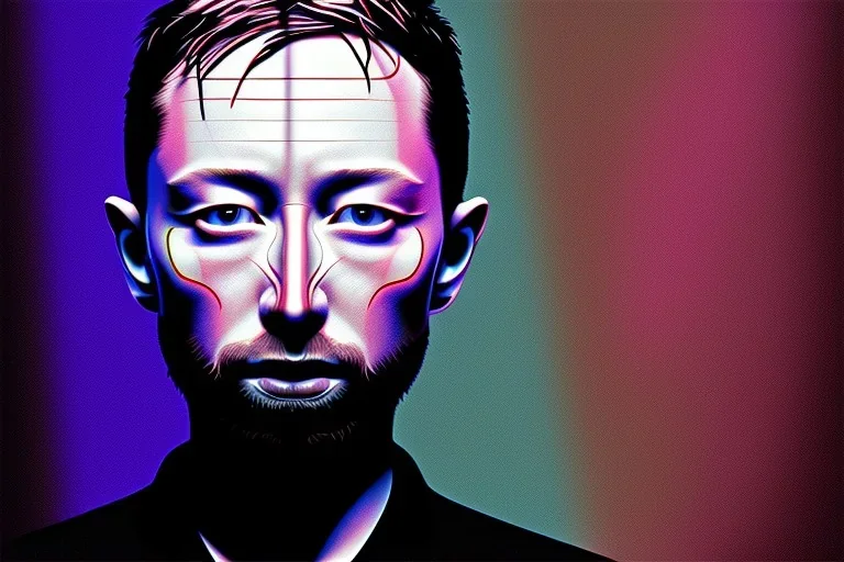 Stained glass rendering of Thom Yorke's face