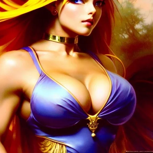 Drawing of beautiful face,busty Cammy-street fighter,intense stare,Minimal ancient armor, balanciaga fashion clothe painting by gaston bussiere, greg rutkowski, yoji shinkawa, yoshitaka amano, tsutomu nihei, donato giancola, tim hildebrandt, oil on canvas, cinematic composition, extreme detail,fit full head inside picture,16k