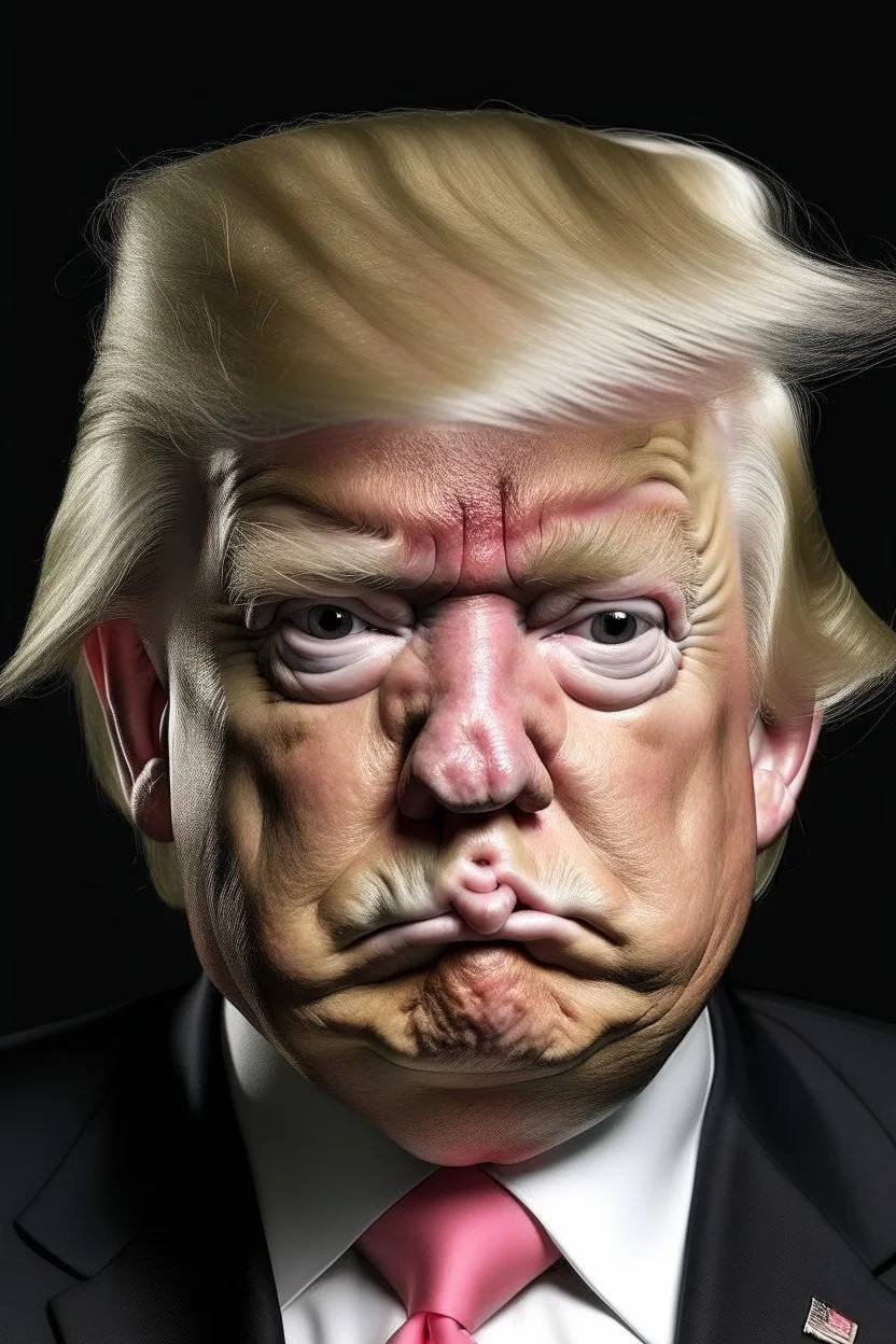 president donald trump as a sad ugly pig