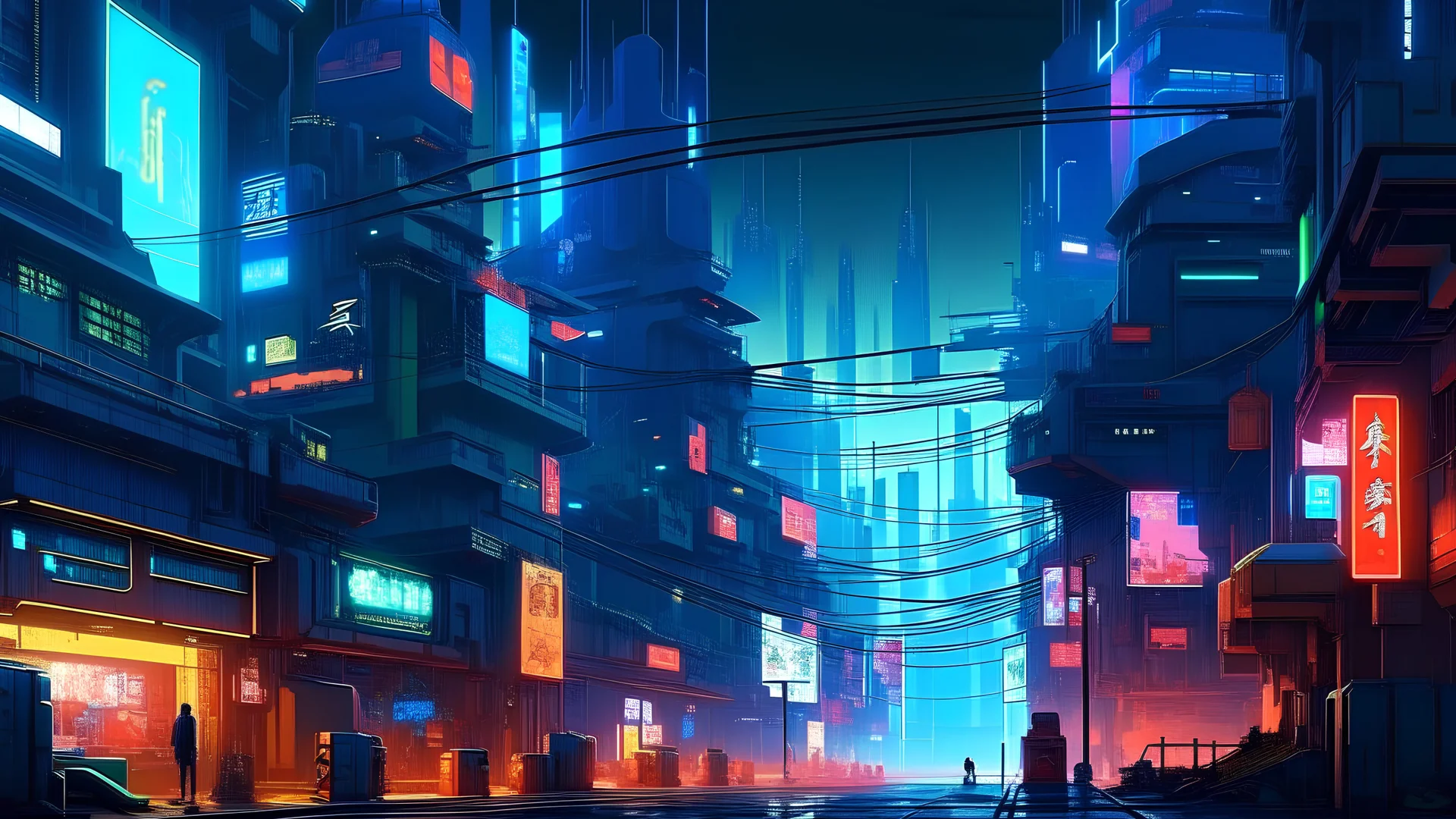 happy, bright cyberpunk style city