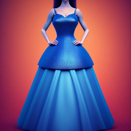 Middle-aged princess in blue dress, 4k, high quality