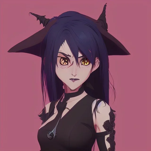 anime witch girl with vampire fangs