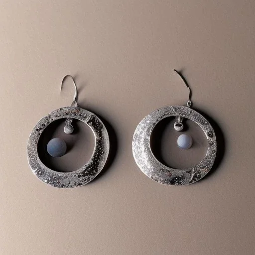 earring, jewlery, round, silver, crescent moon, moon craters