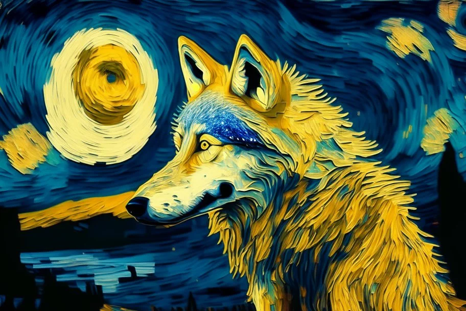 a wolf in van gogh style