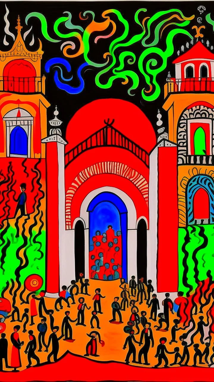 point of view of the entrance gate of hell in the style of andre derain