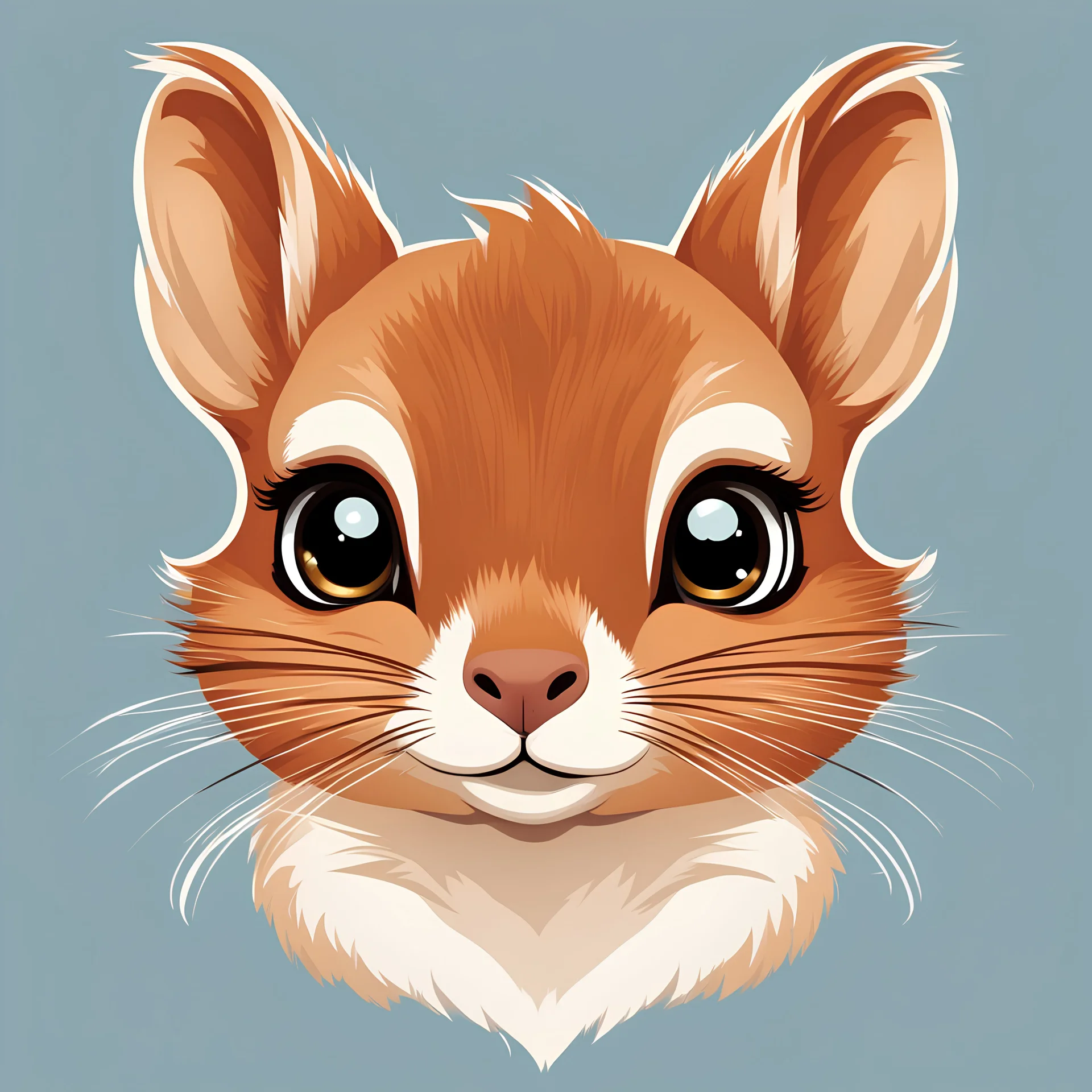 Cute squirrel face with adorable eyes / t-shirt design / clear lines