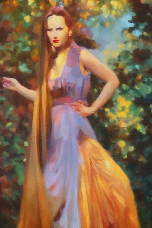 Full body portrait, painting, medium shot lady MidwestGothic