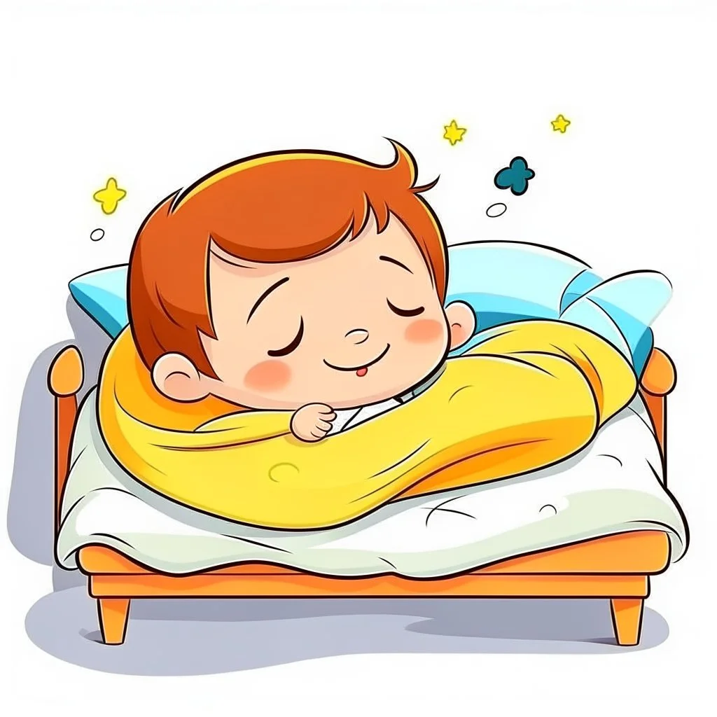 kid sleeping in their bed cartoon