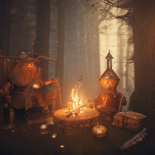 old viking sitting near campfire, scary, steam punk, realistic, made in octane, cinematic, ultra-realistic, extremely detailed octane rendering, 8K, VRAY Super Real ar 2:3, dof photorealistic futuristic 50mm lens hard lighting dark gray tintype photograph, realistic lighting, sepia color