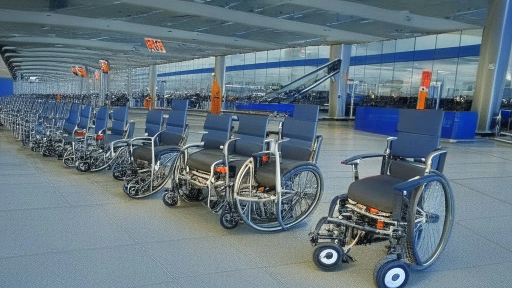 20 wheelchairs at airport gated