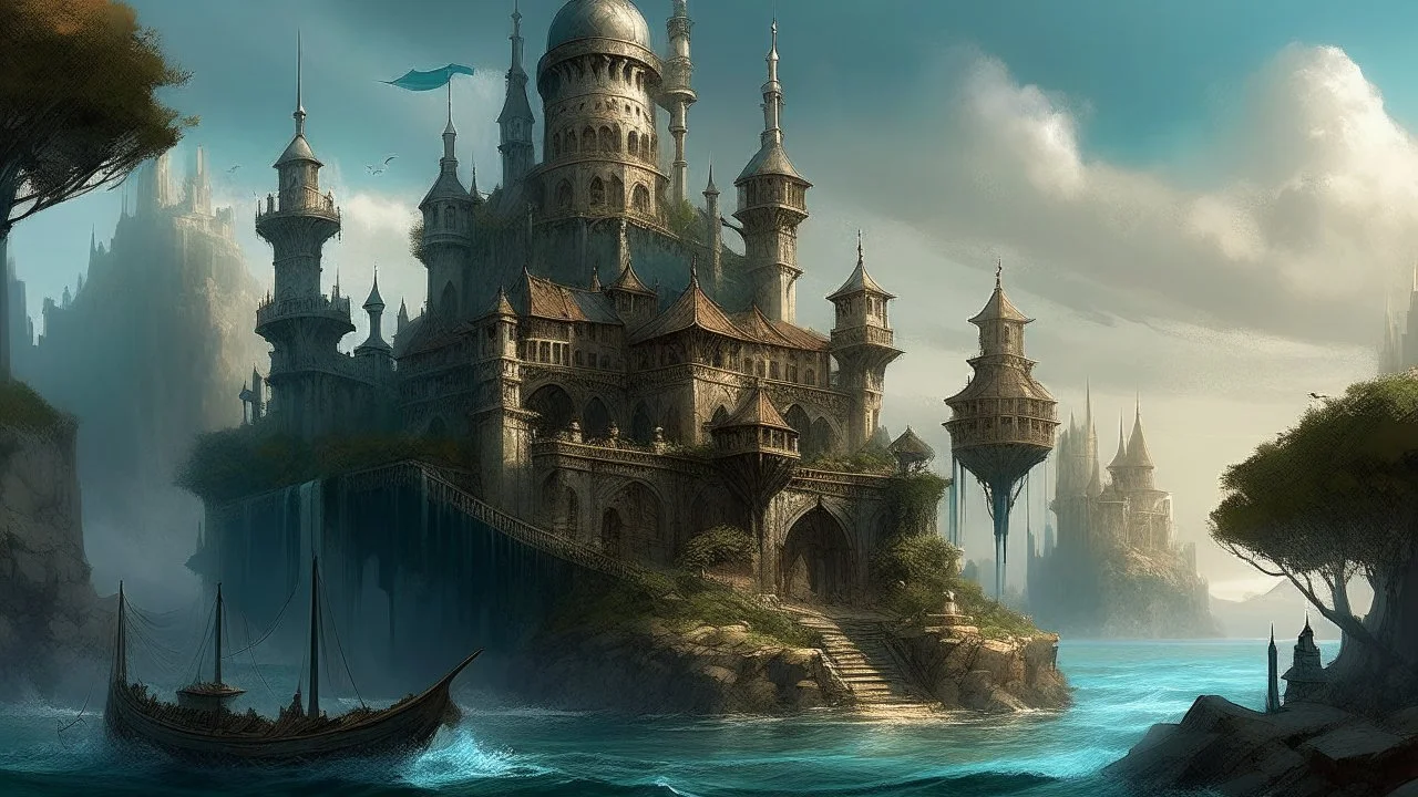 Echoing Shores founded by the enigmatic Mariner's Guild, the city now flourishes under the watchful eye of the wise and powerful Siren Queen, her melodious voice guiding the fate of the realm.