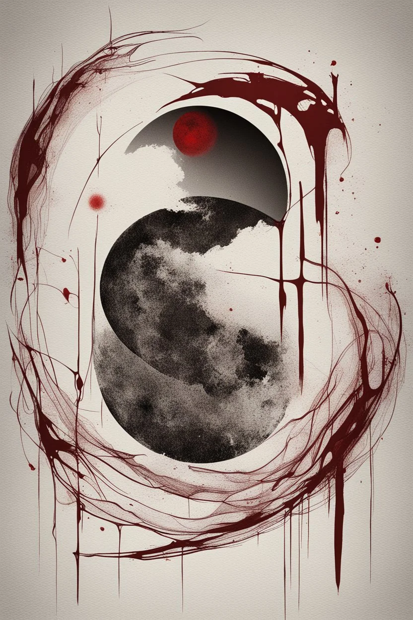 Abstract drawing of the moon and blood