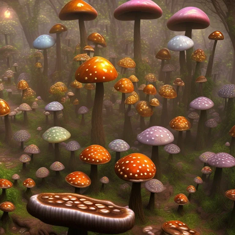 highly detailed , mushroom world steampunk, hyperspace, trip