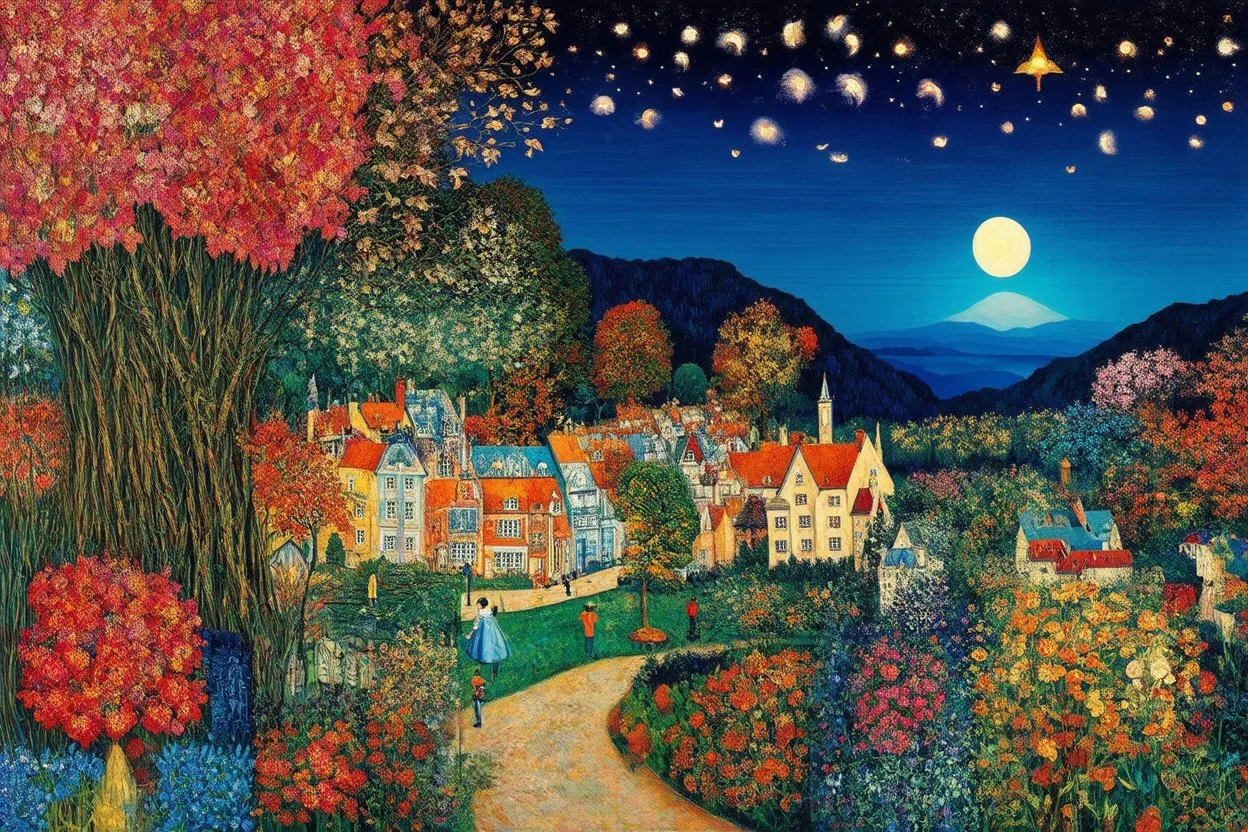 Nocturnal picturesque scenery patchwork by Dee Nickerson, Catherine Abel, nocturnal Modifiers: elegant dof fantasy intricate very attractive beautiful high detail dynamic lighting fantastic view high definition crisp quality colourful very cute cinematic postprocessing SALVADOR DALI Shrink to fit