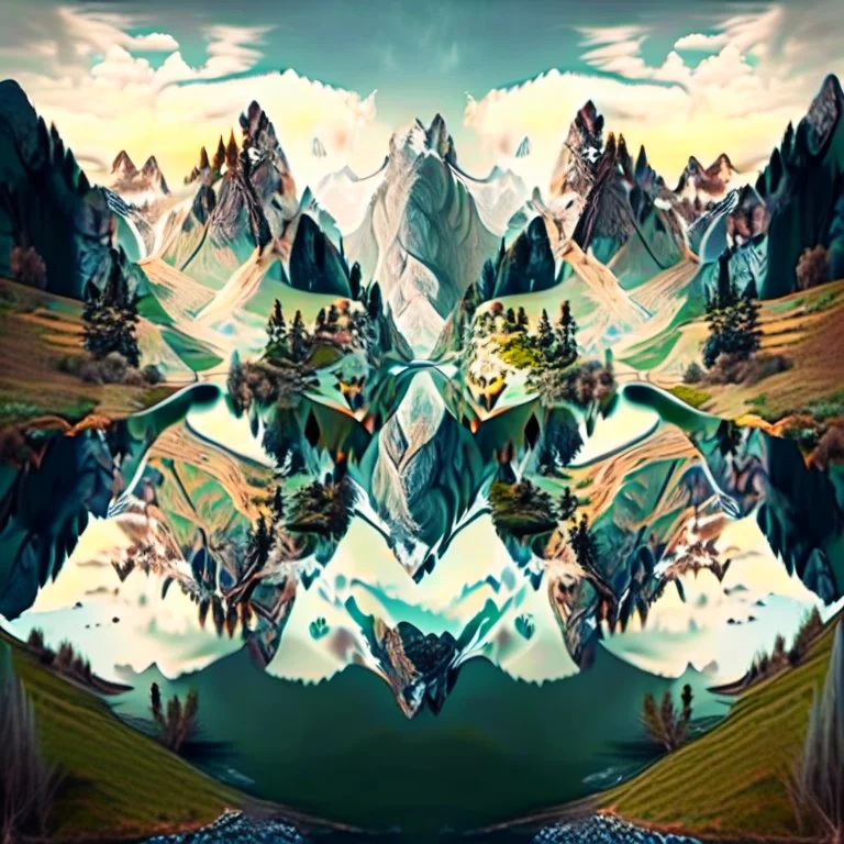 a beautiful landscape in symmetry