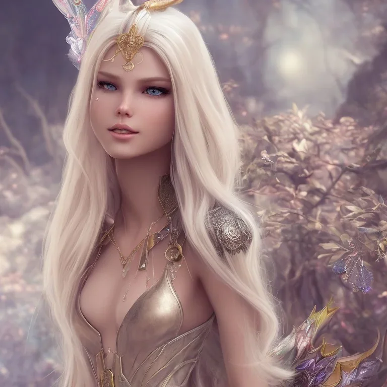 fantasy fairy, smiling, long blond hair, blender 3D