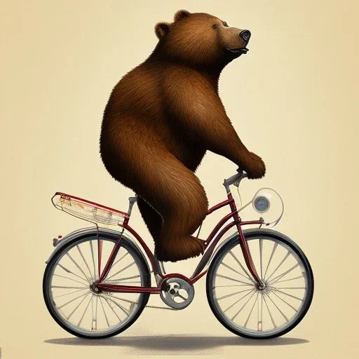 Old bear riding on a bike