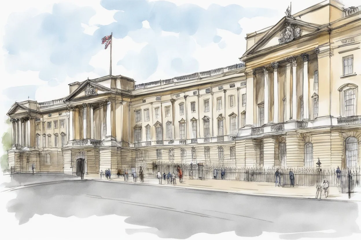 Urban sketch of Buckingham palace