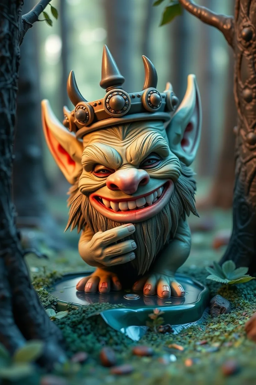 hi poly Mud luxury smiling psychic forest troll kissing