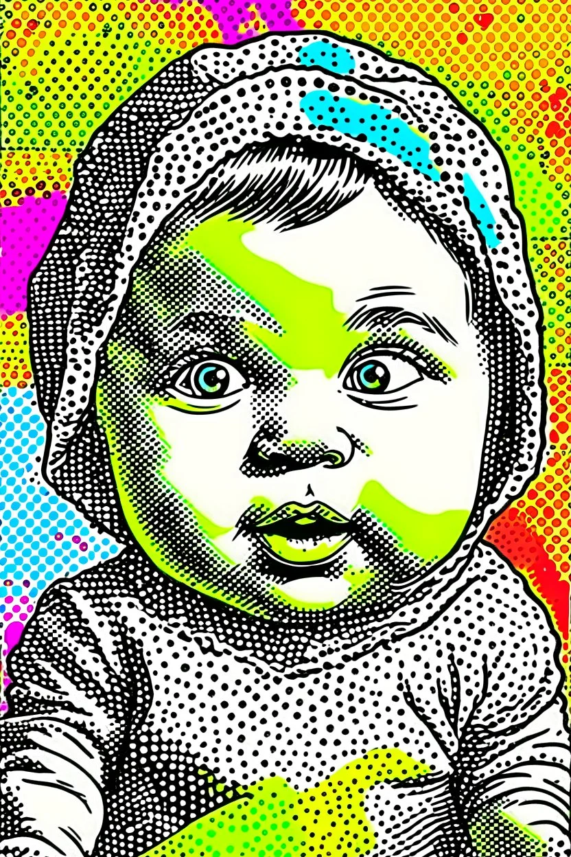 Vintage pop art style of a baby from the torah