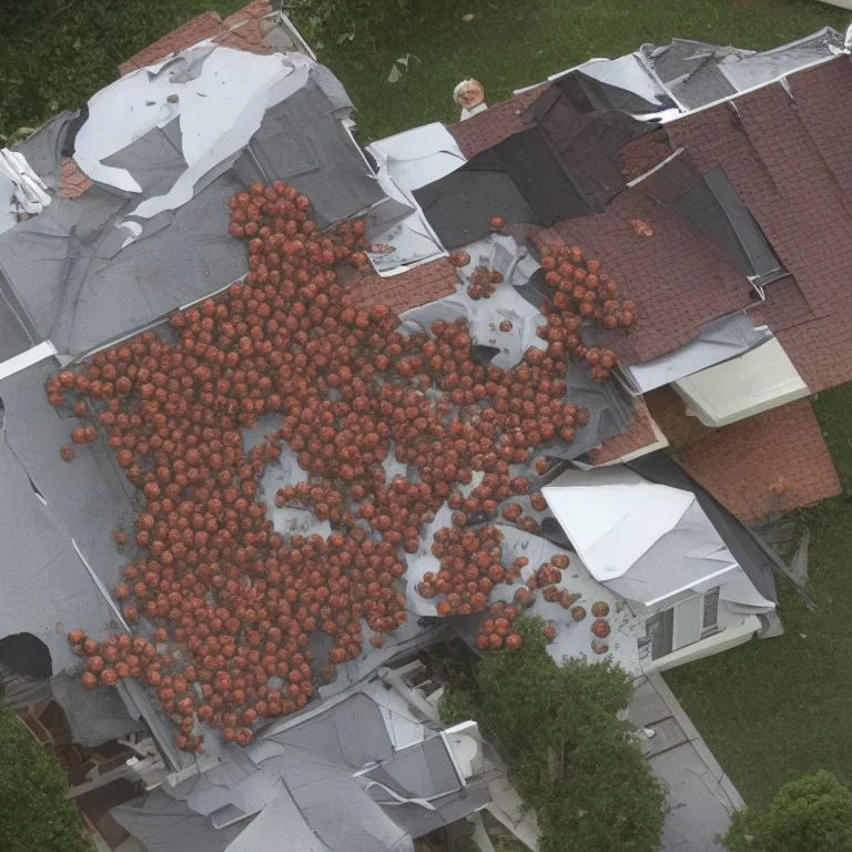 It's raining meatballs on my house then my house falls