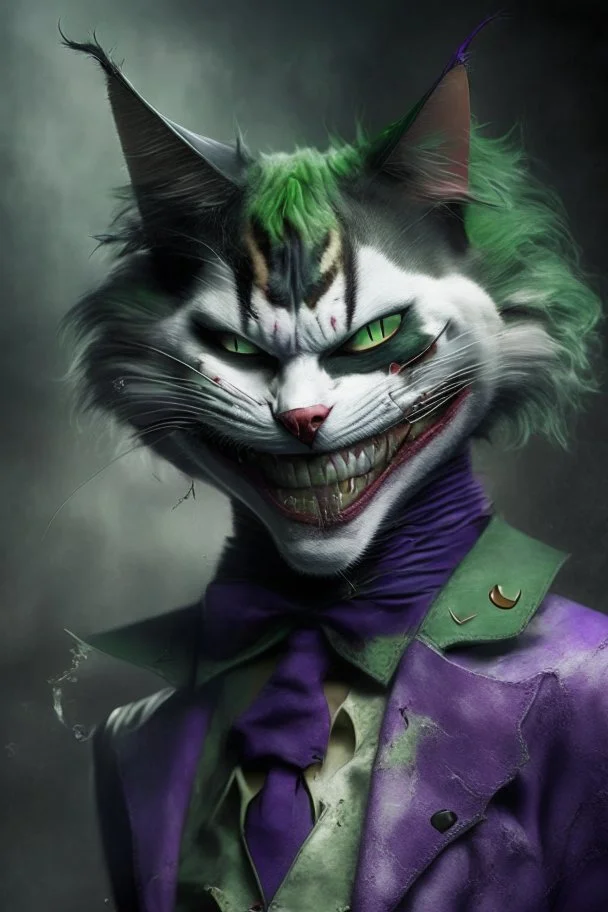 A picture of a cat in the form of a joker, a professional, high JPEG image