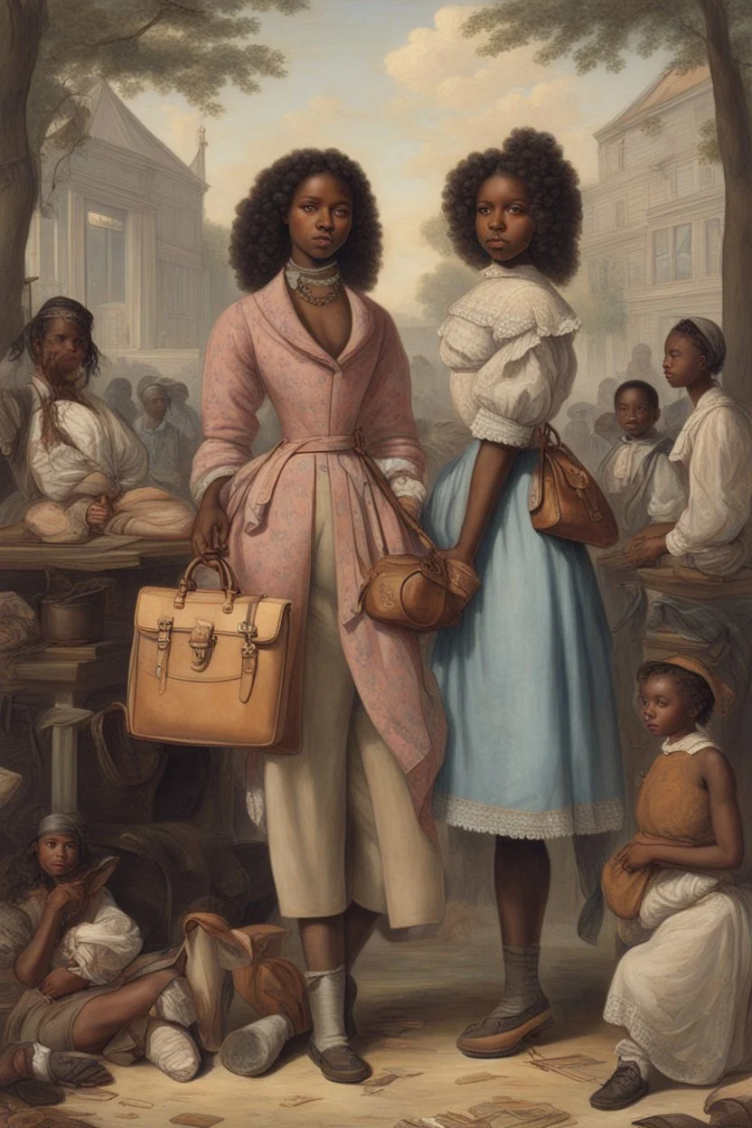 Illustrate the dehumanizing perspective of Franklin and Armfield towards slaves. Depict their likening of "fancy girls" to luxury items like Louis Vuitton handbags. Use symbolism to convey the callousness of this comparison