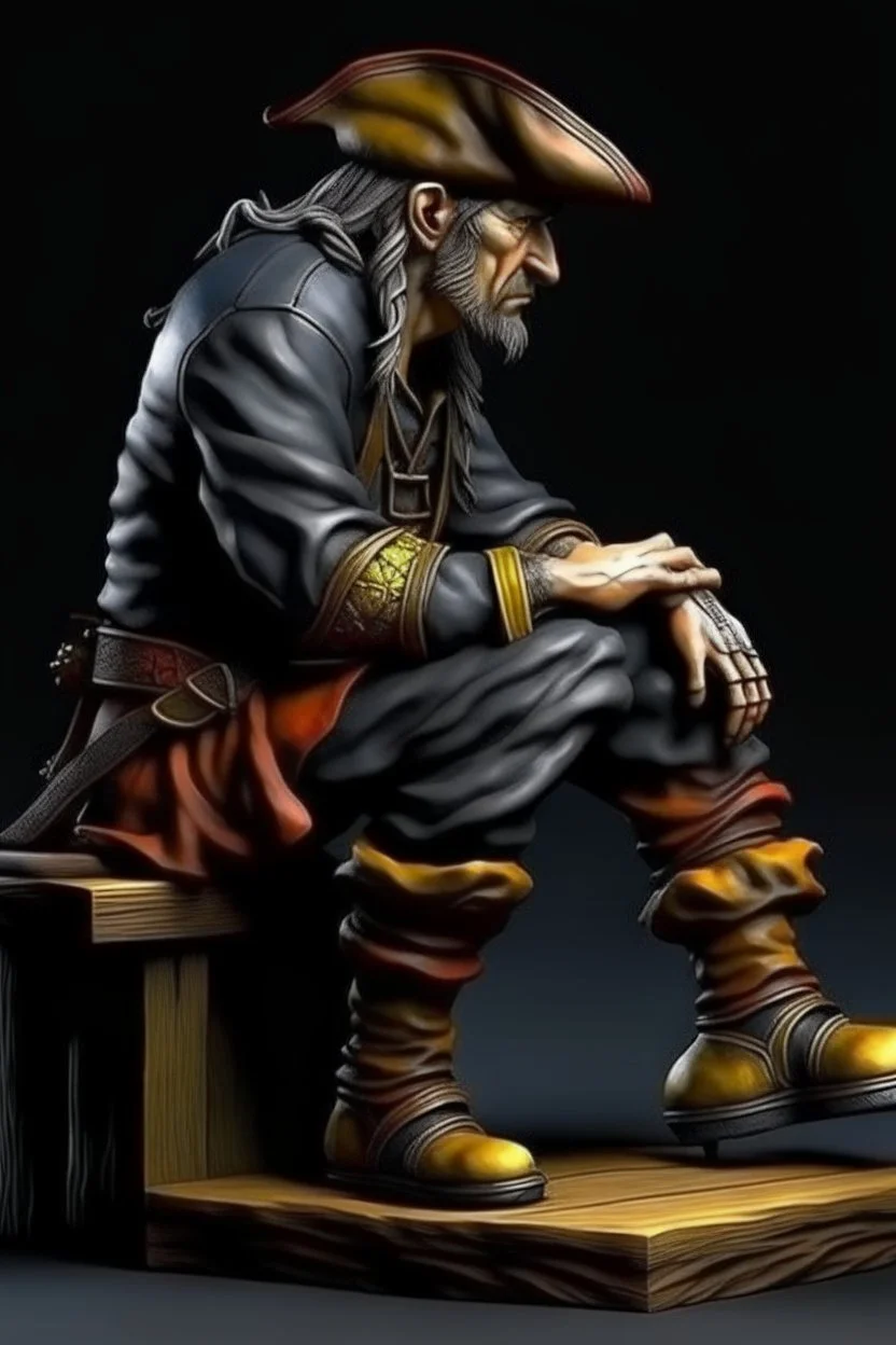 sitting pirate realistic, profile