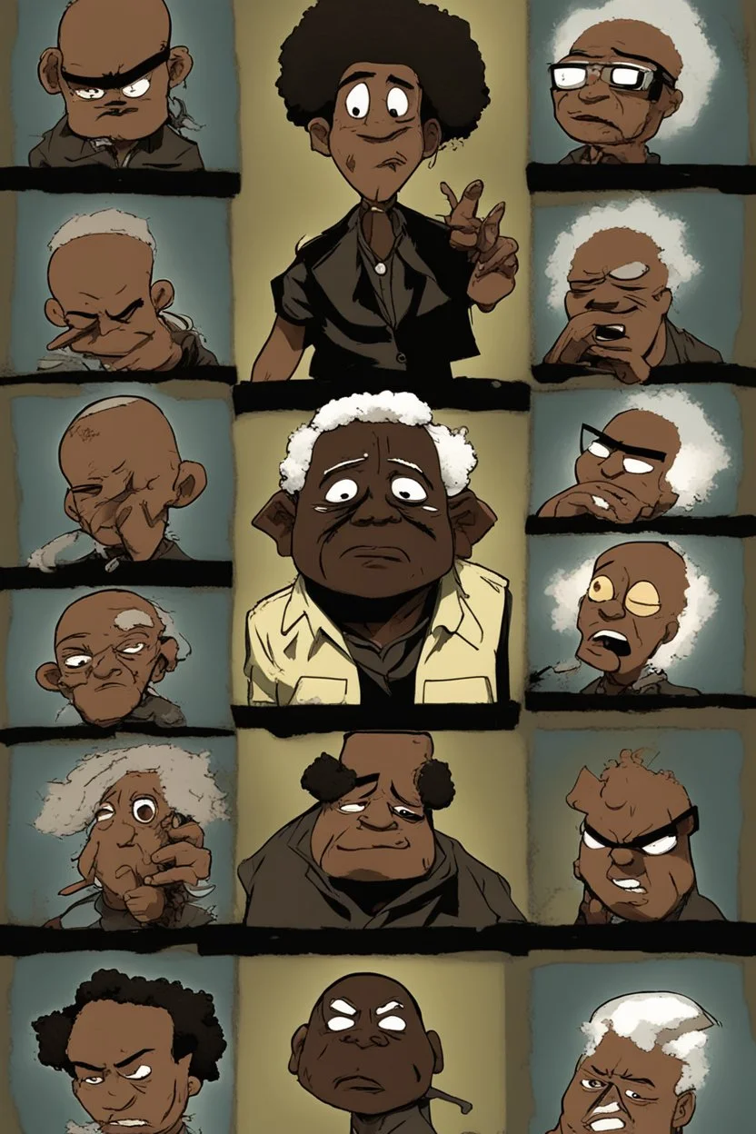 The Boondocks in the style of Coraline, Uncle Ruckus being the antagonist.