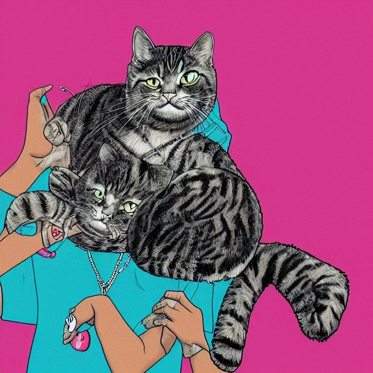 illustration of a rapper cat