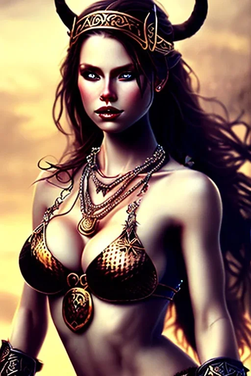 viking milf, skin, warrior princess, nacht, große oberweite, corsage, necklace, fantasy art