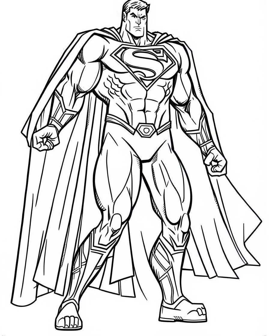 real massive Superman logo, coloring page, no leaves, full body (((((white background))))), only use an outline., real style, line art, white color, clean line art, white background, Sketch style