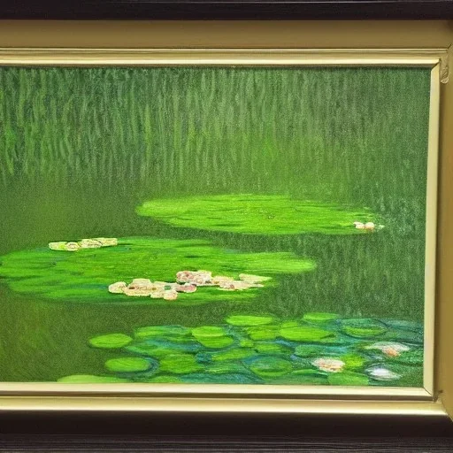 duckweed and double DNA on pond by monet