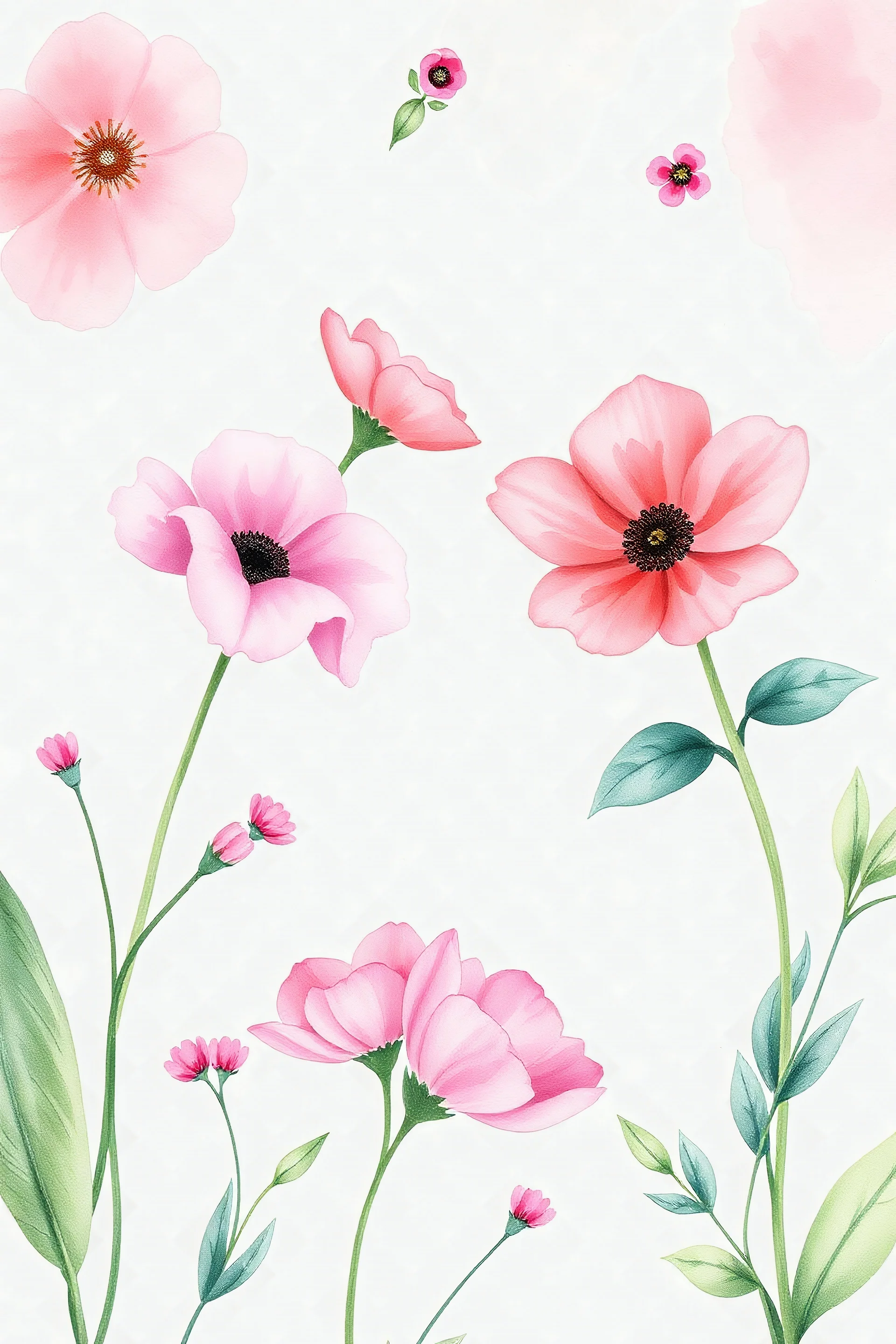 make a wallpaper with pink tones in watercolour you can put small flowers