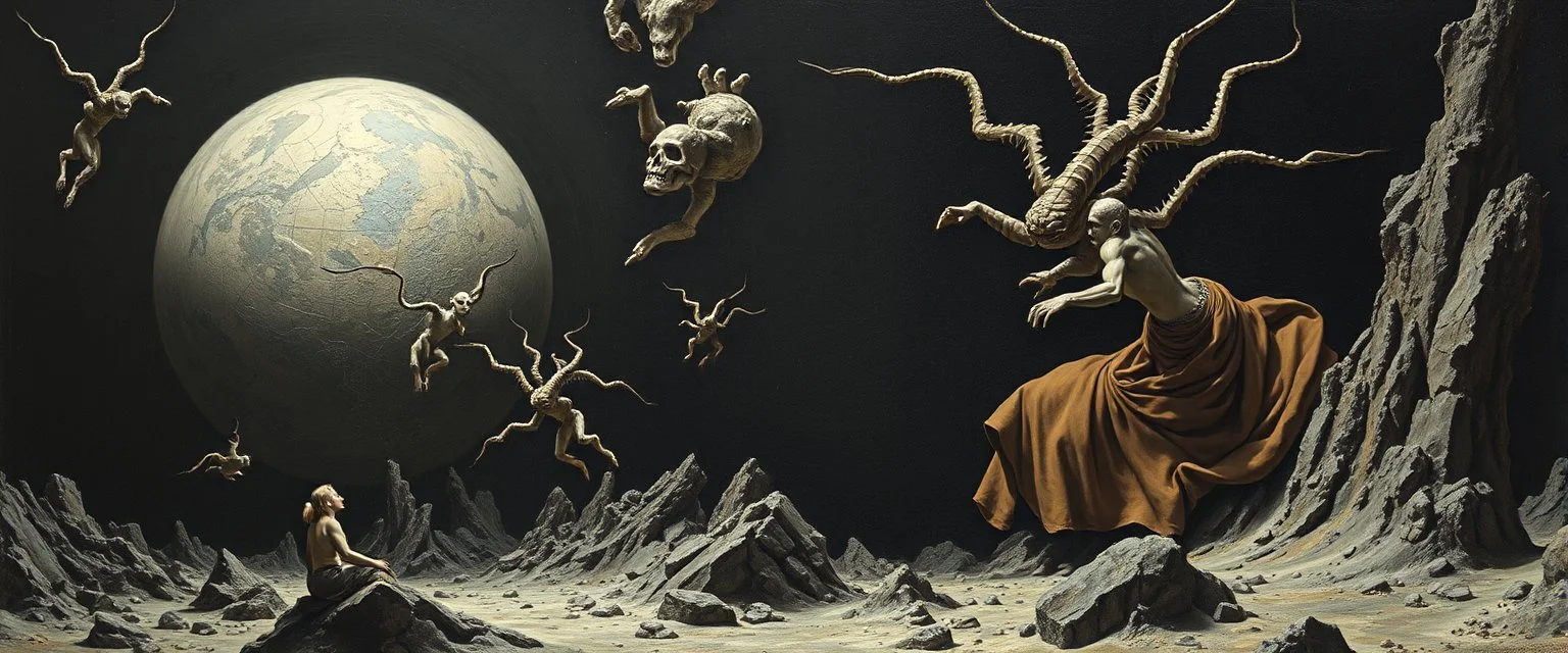 the world is a harsh place but if you behave you can do well, in the style of Nerdrum and Rembrandt, Escher