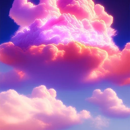  beautiful pink and blue cloud , soft, gold city on cloud