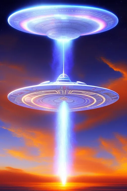 Very beautiful ufo, futurist, intergalactic, mother ship, ashtar command, interdimensionnal, rainbow