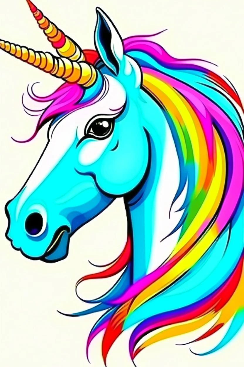 Art illustration deseny cartoon .2D colorful unicorn