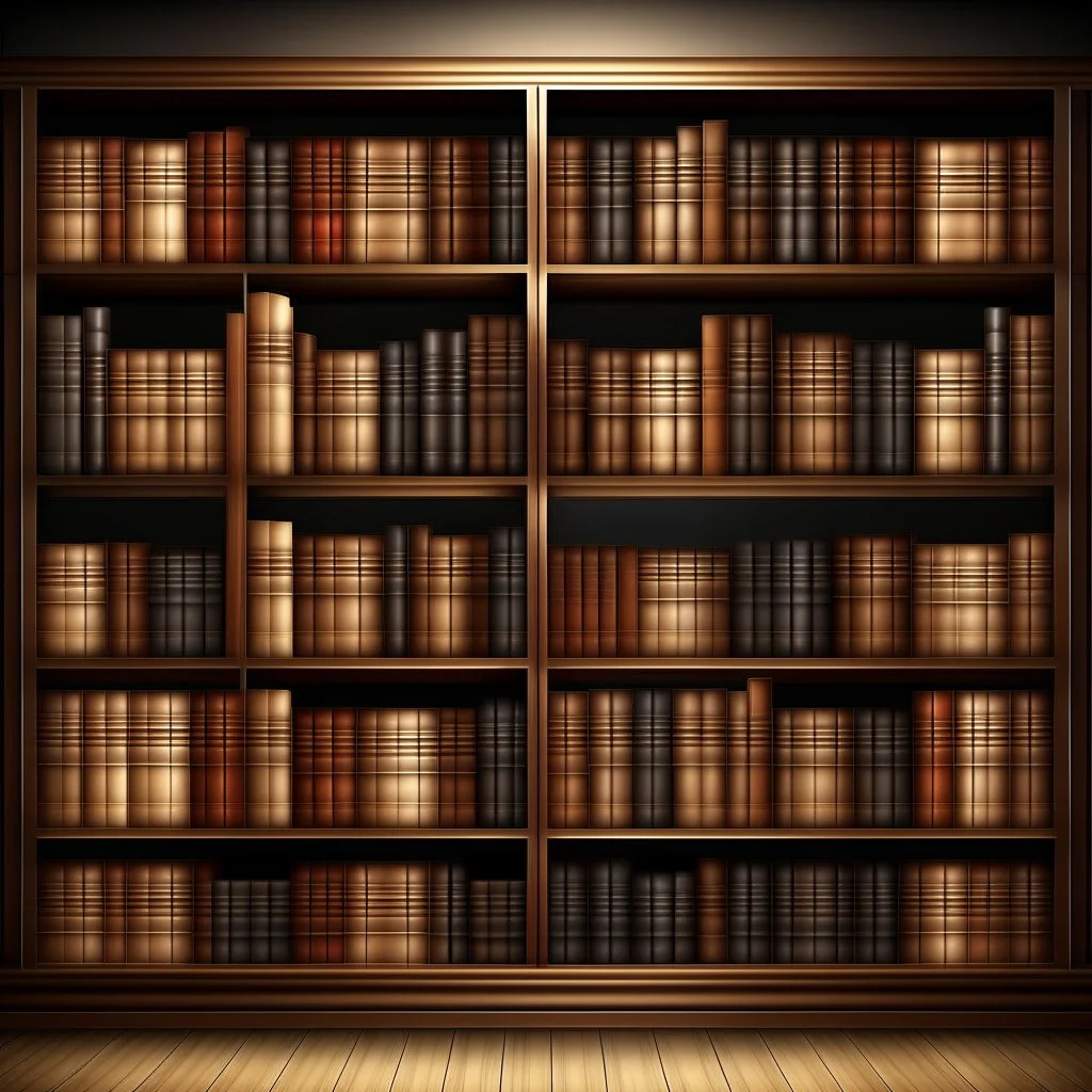 Generate an image of an empty bookshelf with wooden shelves and a warm, inviting atmosphere. The bookshelf should be well-lit with soft, natural lighting. The empty shelves should be neatly organized and evenly spaced. The background should be slightly blurred to emphasize the empty bookshelf. The overall composition should be visually appealing and suitable for showcasing custom book covers.