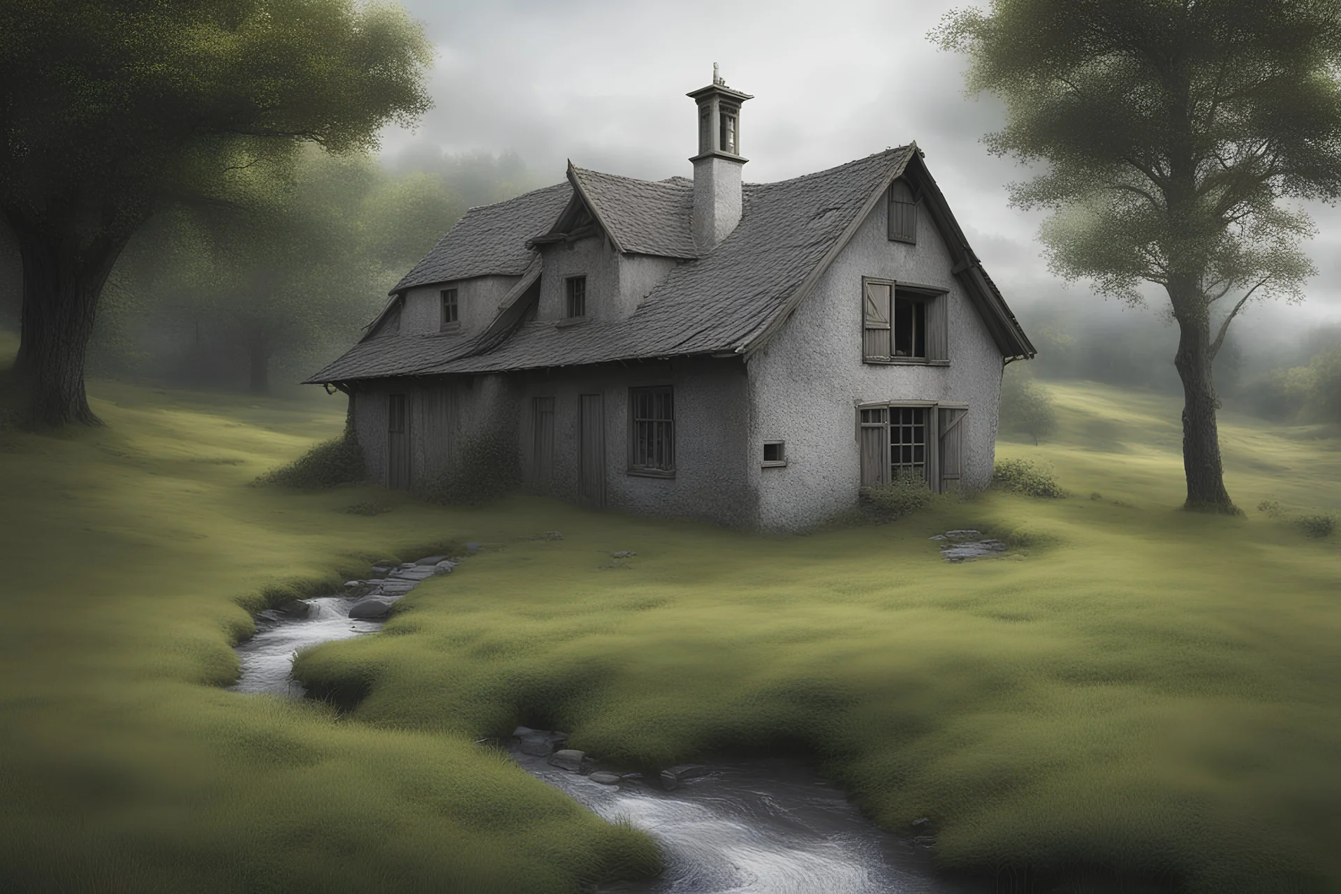 The only house in the vicinity was located a few meters above the stream; A gray and old house It was surrounded by vast meadows, and the windows of the house looked around like shy and curious eyes.