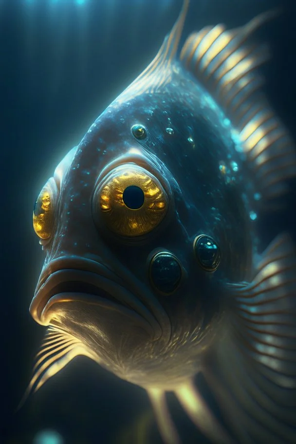 Half fish half alien ,cinematic lighting, 4k resolution, smooth details.