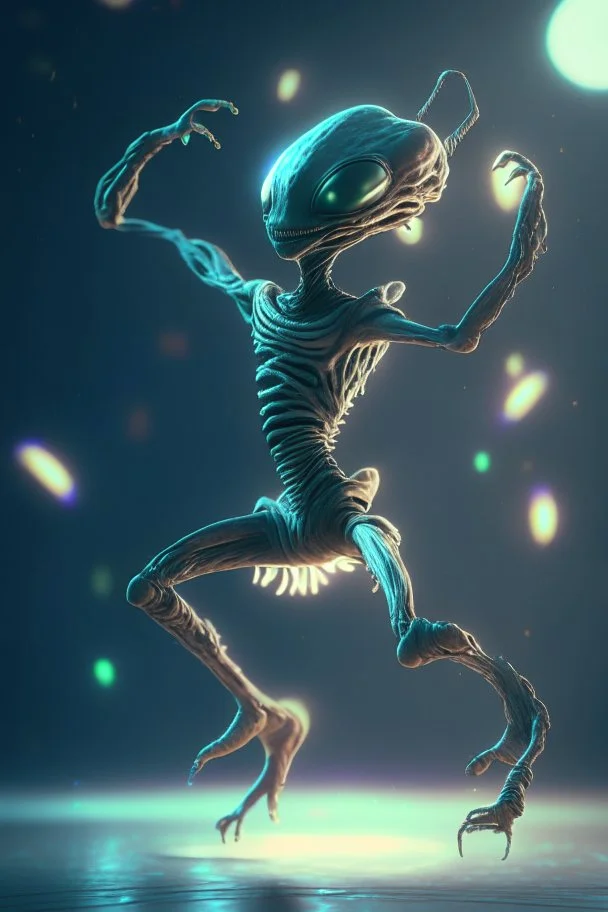 Dancing alien , artstation, HD, octane render, 8k resolution