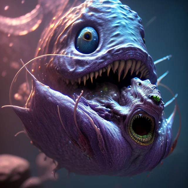 fluid ink angler fish creature, unreal engine 5, 8k resolution, photorealistic, ultra detailed