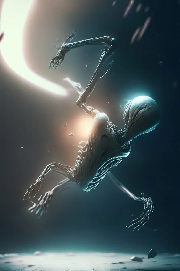 Falling alien , HD, octane render, 8k resolution