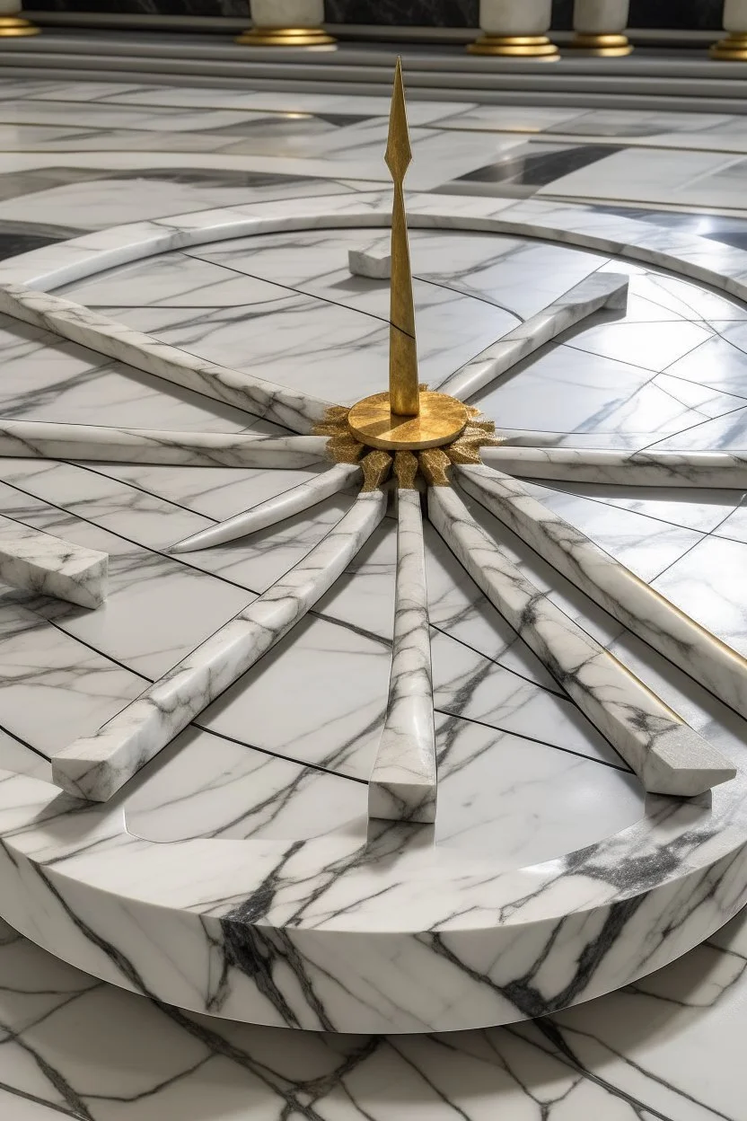 Archery arrows fall from the air from granite and marble onto a marble circle