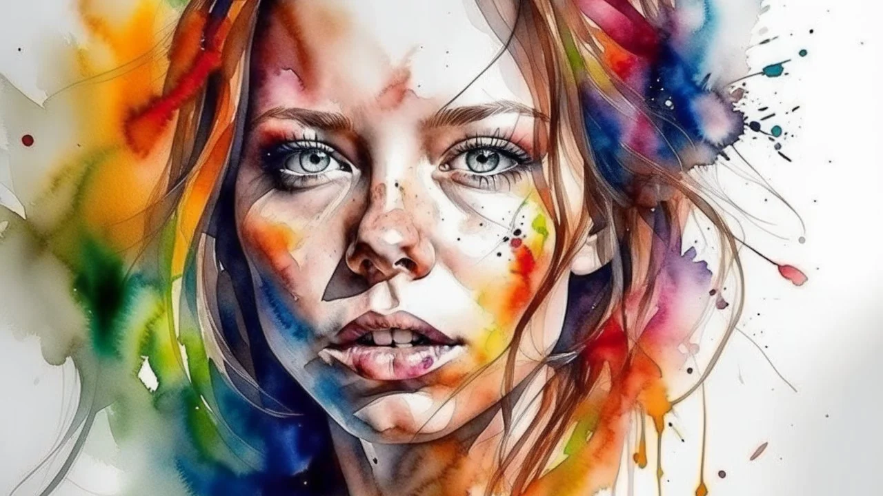 The woman is insane. watercolor drawing