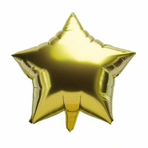 High resolution photograph of a inflated green star foil balloon